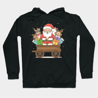 Santa clous on a cart with gifts and deer Hoodie